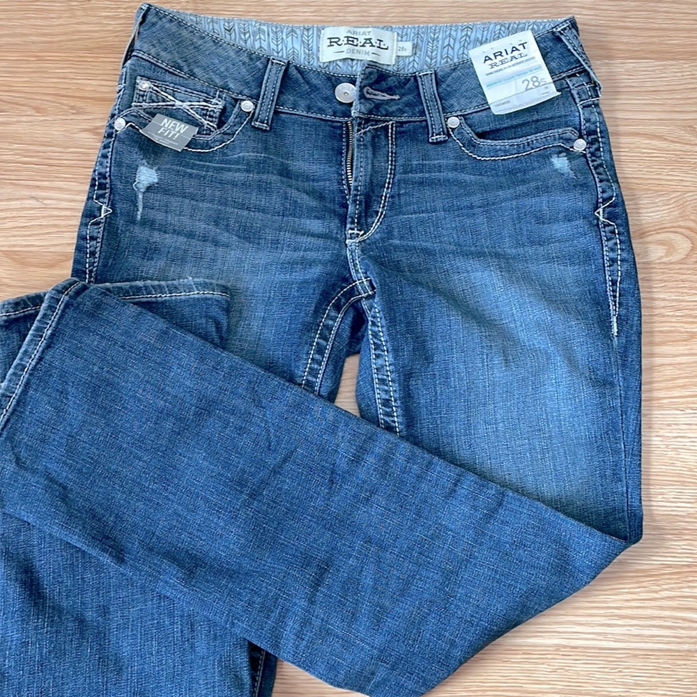 Ariat R.E.A.L. MidRise Arrow Gianna Straight Leg Stryker Jean 28 Short Brand New